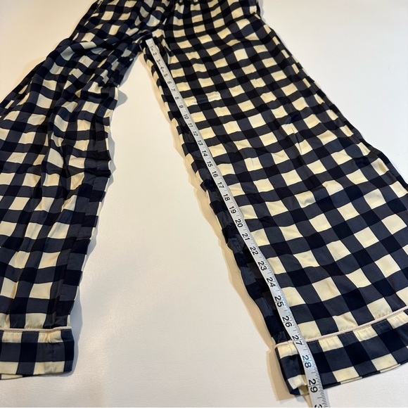 J. Crew Size XXS Navy Gingham Soft Shine Pajamas Set Jammies Sleepwear - Picture 5 of 10